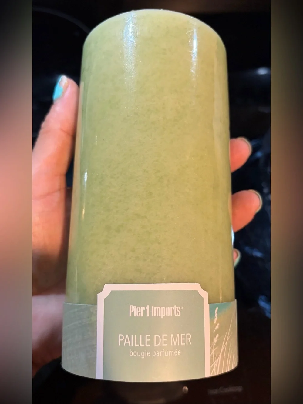 Pier 1 Imports Sea Grass Scented Pillar Candle 6” green (read description)